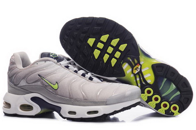 Mens Nike Air Max TN Grey Green Running Shoes - Click Image to Close